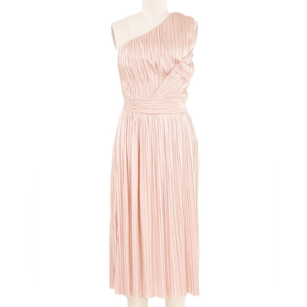 GIVENCHY BABY PINK PLEATED ONE SHOULDER JERSEY DRESS  Size 40